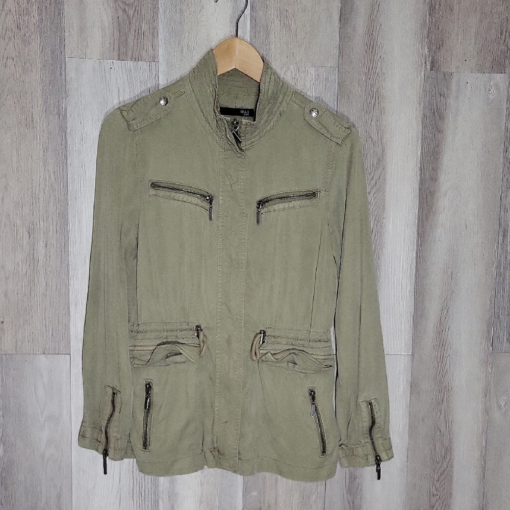 Max Jeans Womens Tencel Jacket XS Green Utilitarian‎ Military Lightweight